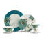 Service de vaisselle en porcelaine sarcelle de 16 pièces 222 Fifth Eliza - Service pour 4 personnes, assiettes, bols et tasses
