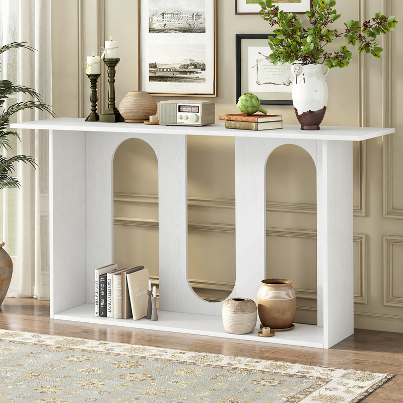 Console moderne avec placage en frêne, White