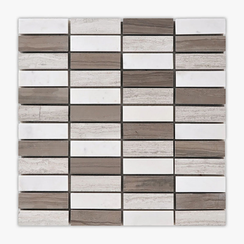 Athens Grey Light, Athens Grey, Dolomite Honed 1x3 Bar Limestone; Marble Mosaic