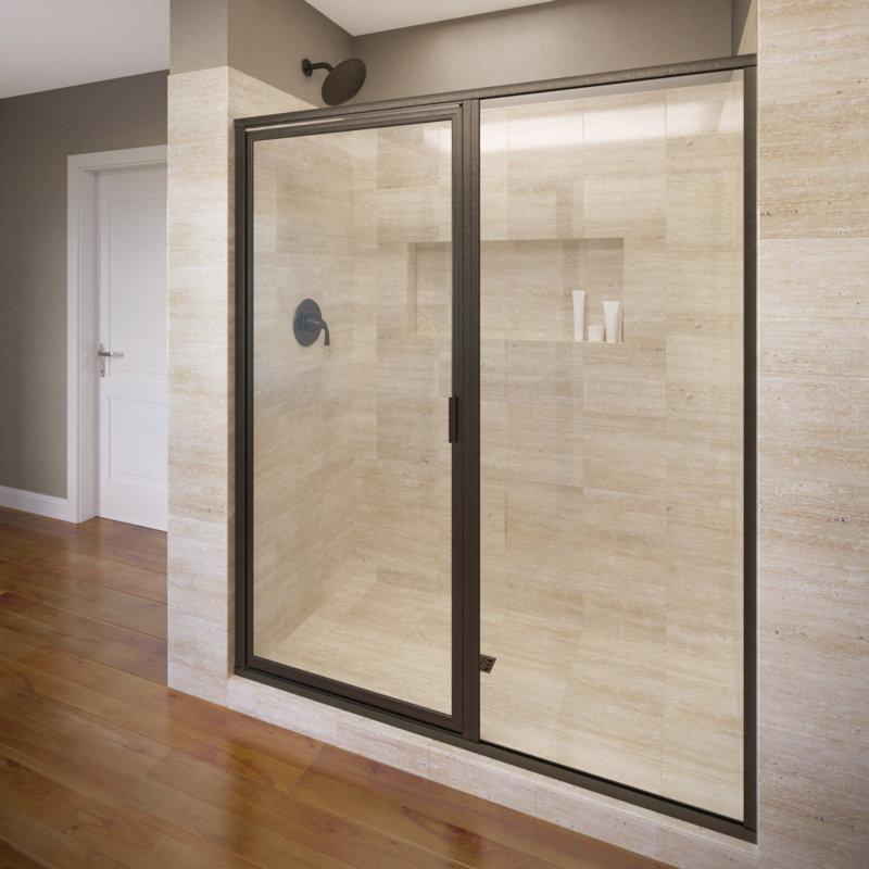 Deluxe 58" W x 68.63" H Framed Shower Door, Oil Rubbed Bronze, AquaGlideXP clear