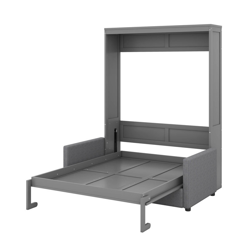 Queen Size Murphy Bed With Cushion, Grey