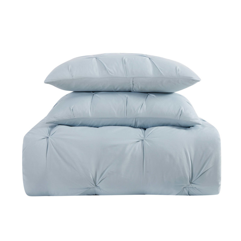 Solid Polyester Duvet Cover, Light Blue, Full/Queen Duvet Cover + 2 Shams
