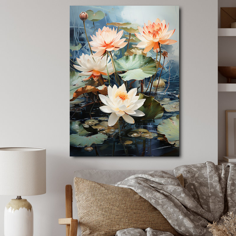 «Lusulu Asian Art Lotus Pond I», reproduction sur toile, H 32 po x l 16 po x P 1 po, Toile tendue