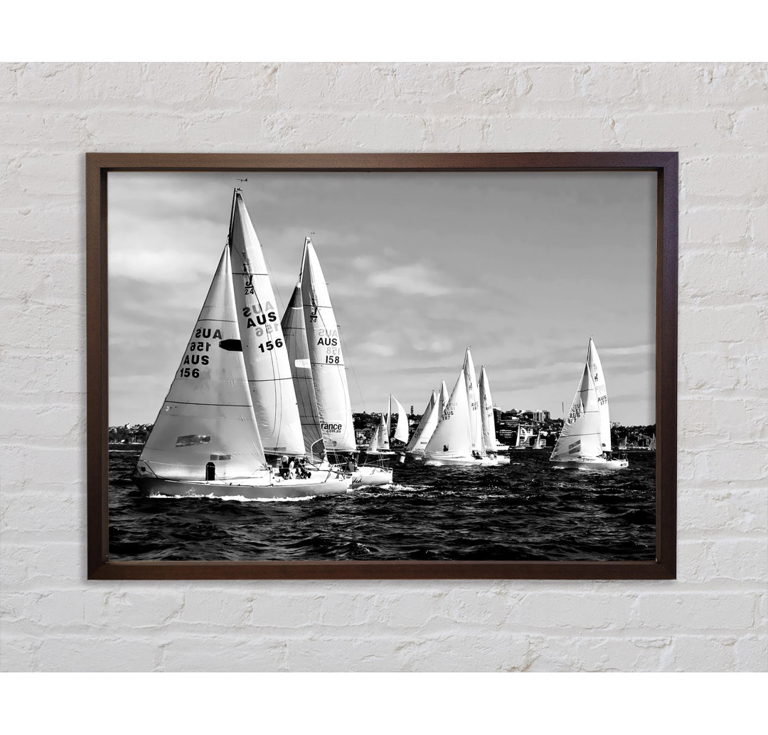 Sailboat Dream B N W - Einzelner Bilderrahmen Kunstdrucke auf Leinwand