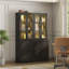 Bibliothèque H 71 "avec portes en verre trempé, armoire de rangement avec ports de charge USB et Type-C et lumières DEL (2B)-2144005871
