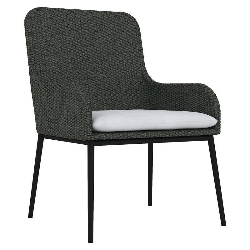 Gray Flannel Rope Outdoor Dining Armchair with Cushions
