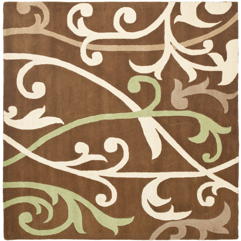 Soho Hand Tufted Wool Floral Rug, Square 6'