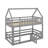 Twin-Over-Twin Bunk Bed With Enclosure & Door, House-Inspired Design-1407297139