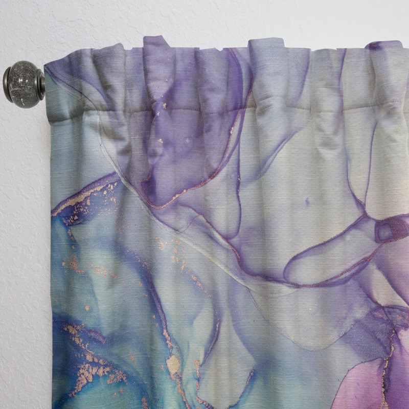 Mauve et bleu liquide Art V - rideau abstrait - velours obscurcissant - 1 panneau, L 52 po x L 63 po