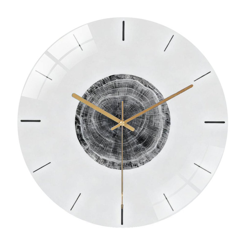 Horloge murale 12 po ronde en verre trempé avec mouvement à quartz silencieux, Gris anthracite
