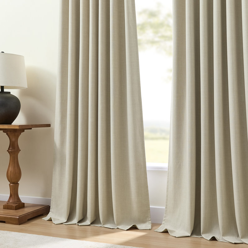 100% Blackout Pinch Pleated Linen Blend Curtains for Bedroom & Living Room,2 Panels,Warm Beige, Warm Beige, 40*84"