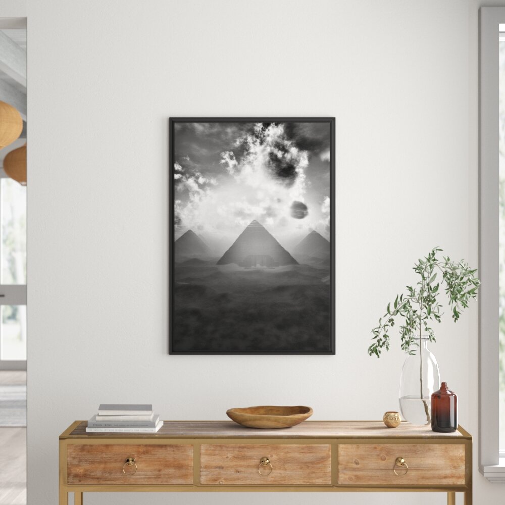 Gerahmtes Wandbild PyramidenSonnenuntergang