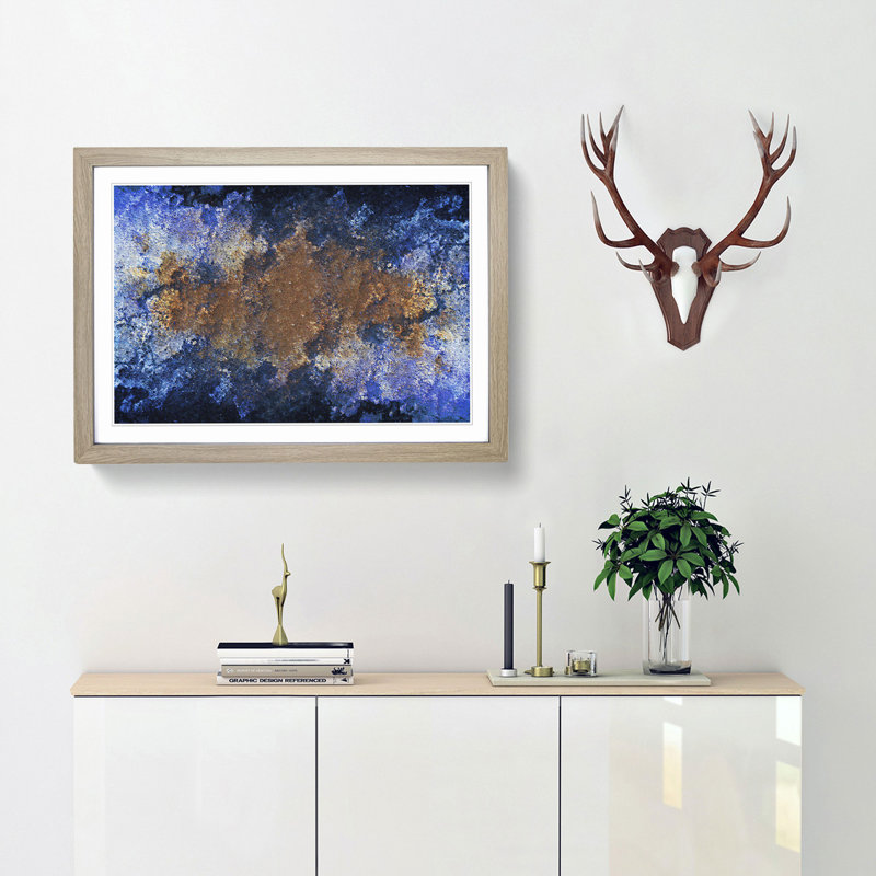 Utopia of Life in Abstract - Picture Frame Painting Print, 62cm H x 87cm W x 2cm D, Oak Framed