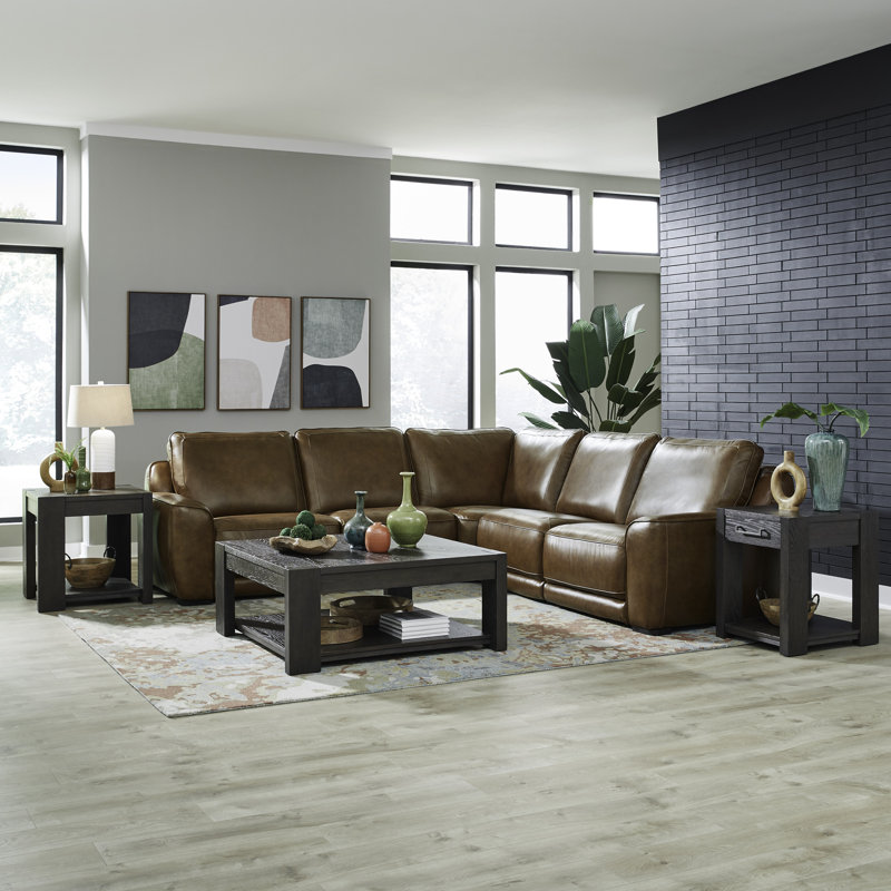 Kersh 5 Piece Sectional, Brown