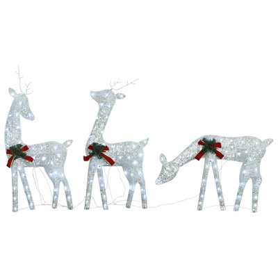 Christmas Reindeer Family White Cold White Mesh 106.3"L x 35.4"H Outdoor Decor