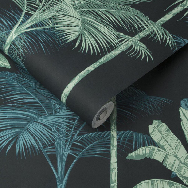 Papier peint Jungle Cobalt, Noir, noir, noir, noir