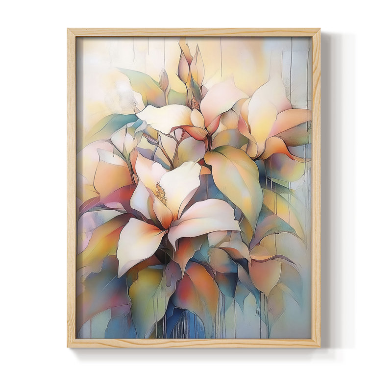 Reproduction encadrée FLORAL Series DLxxix - bois massif, H 11 po x l 9 po