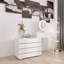 Coiffeuse à rallonge à 10 tiroirs Design blanc moderne, rangement spacieux, robuste et durable convenant aux chambres à coucher, aux salons et aux bureaux