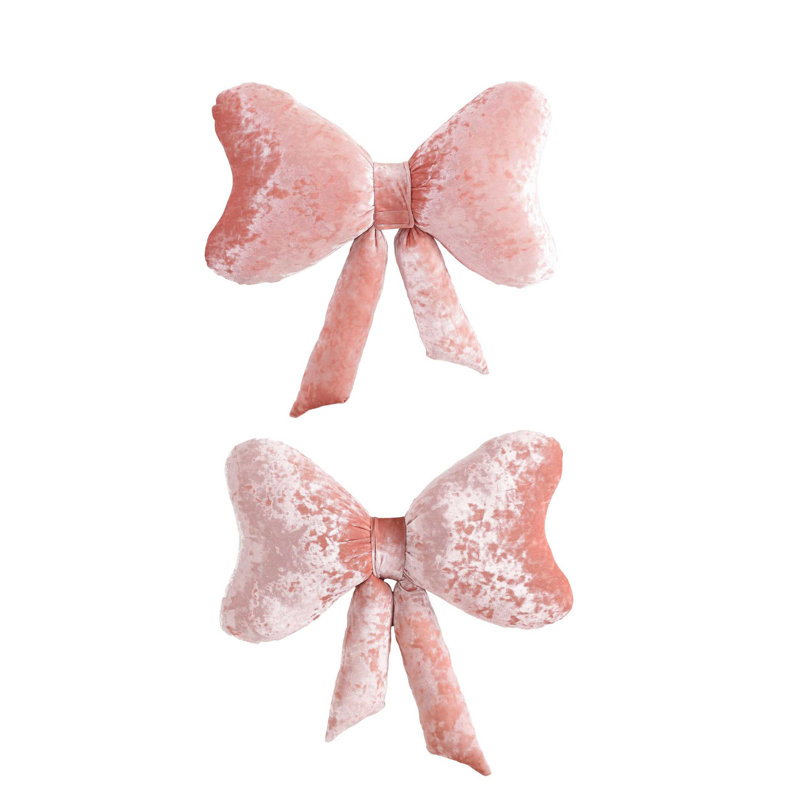 Betsey Johnson Velvet Bow Pink Novelty Pillow