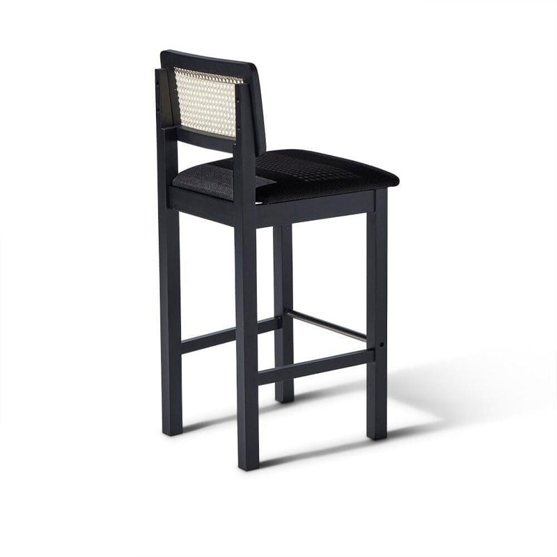 Tenaya Upholstered Counter Stool with Solid Wood Frame, Black/Noir Black