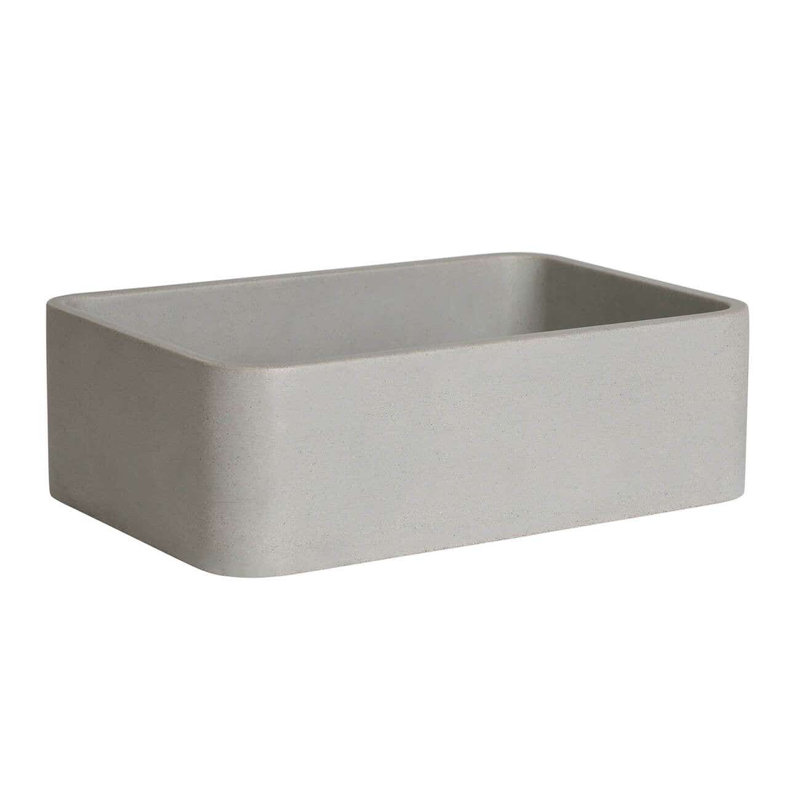 Chevington 11.13'' Concrete Rectangular Bathroom Sink, Light Gray