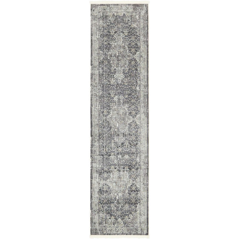 Tapis oriental gris Deatherage, Tapis de couloir 2 pi 2 po x 6 pi