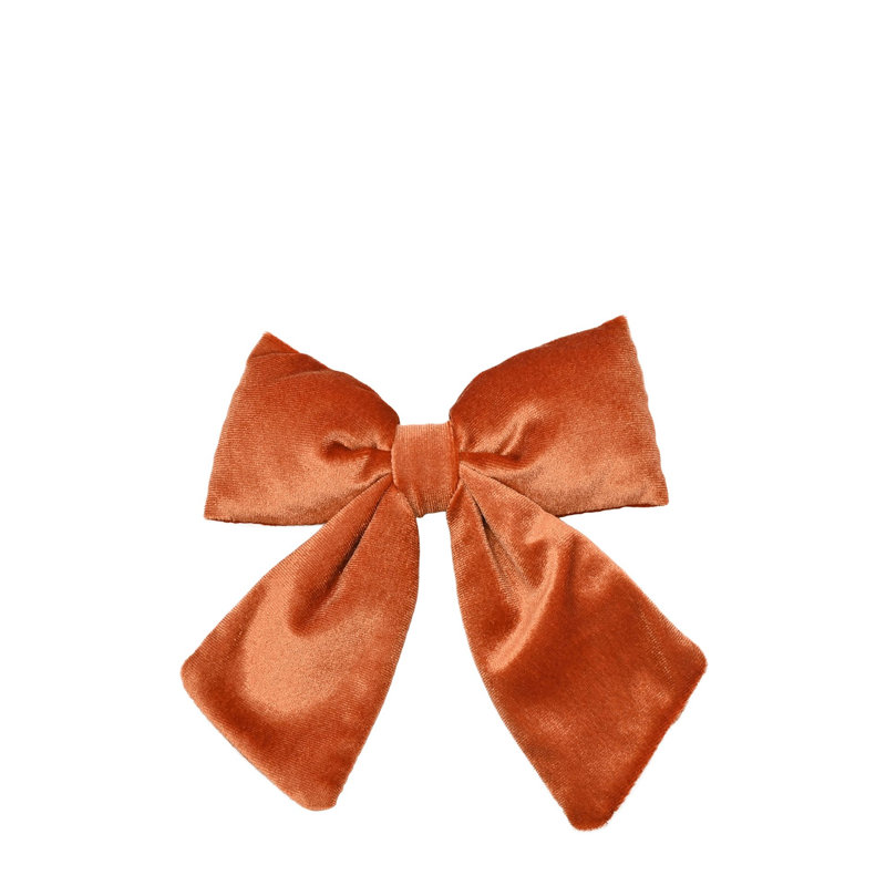 Velvet Bow With Clip Burnt Orange Small