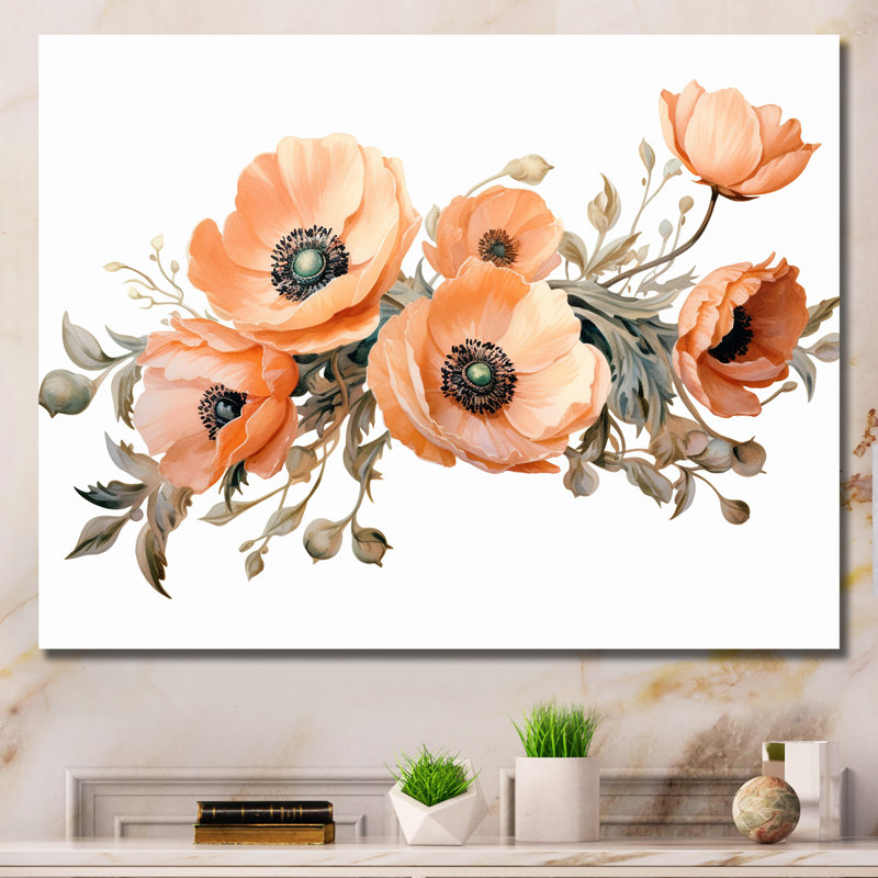 Euphoria, fleurs de pêche sur une branche, Toile tendue, 16" H x 32" W