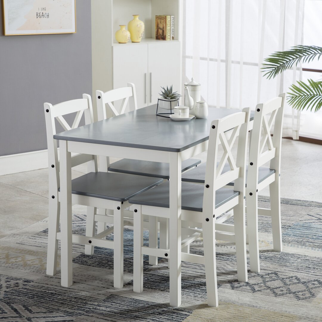 Danny 4 - Person Solid Wood Dining Set gray