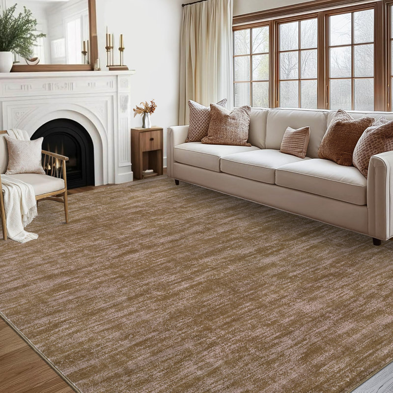 Machine Washable Rug with Rubber Backing for Living Room Modern Non-Slip Dining Room Rug Easy-Cleaning Solid Floor Carpet for Bedroom Hallway Kitchen Office Playroom