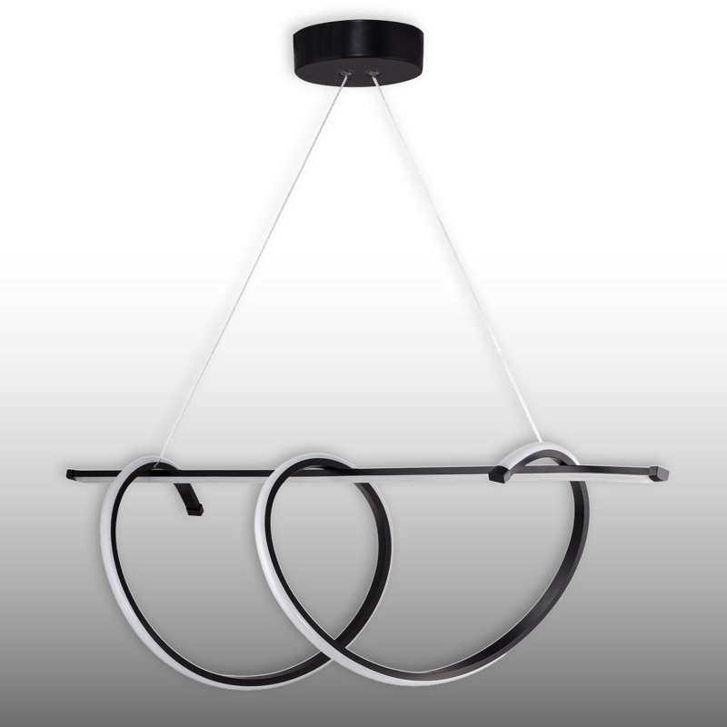 Modern Loop LED Chandelier – Adjustable Height, 6500 Kelvins, Black