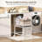 Wire Laundry Hamper Cart on Wheels, Pull Handle, White, Large 23.6 x 15.75 x 28 Inch