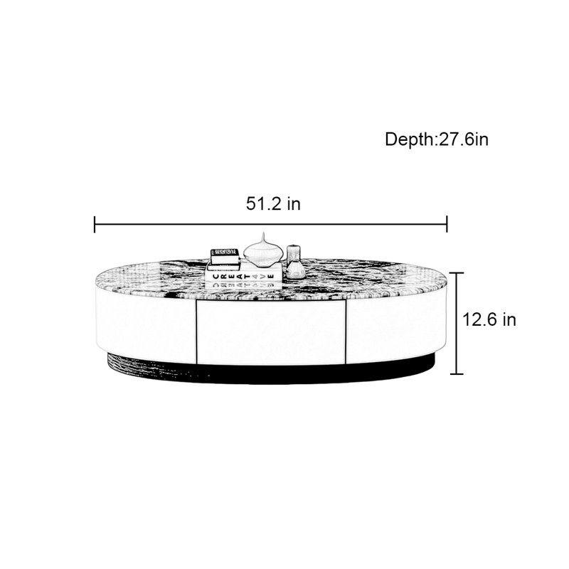 Table basse simple ovale en pierre supercristalline