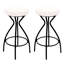 Tabouret de bar en velours moderne sans dossier de 2 avec sièges blanc crème et structure en métal noir pour l'intérieur-723498869