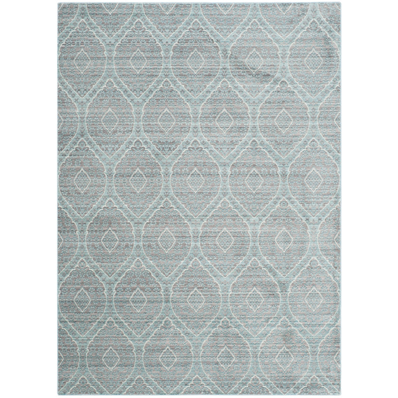 Tapis gris / bleu à motif géométrique Escoba, Rectangle 9 pi x 12 pi