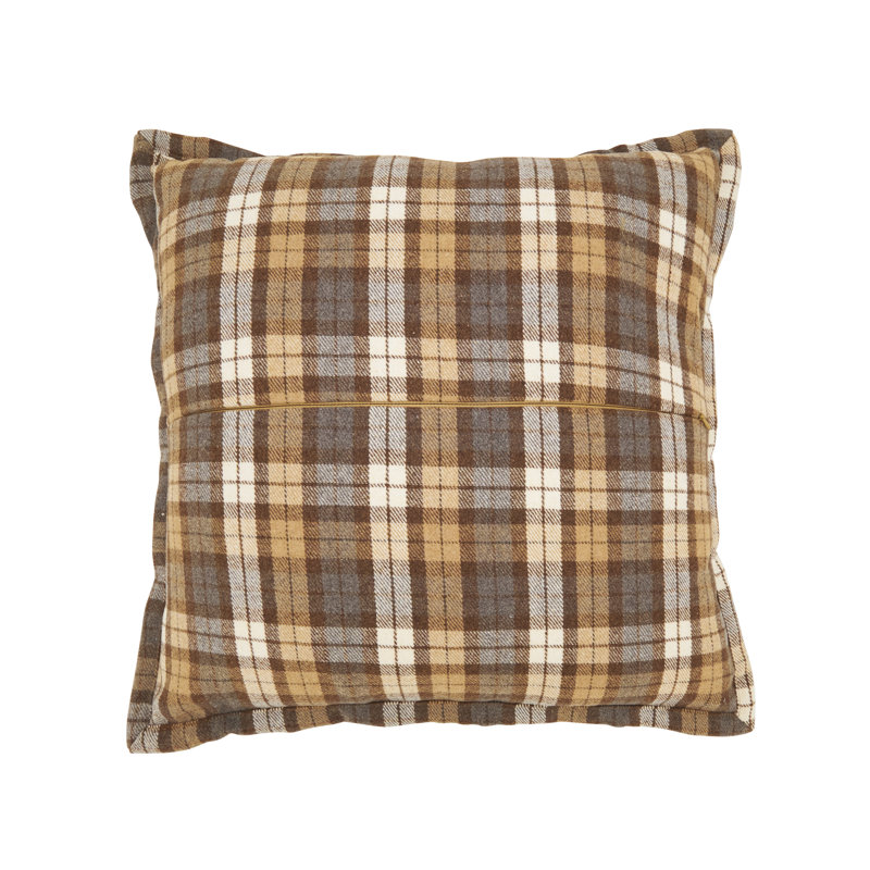 Plaid Flange Filled Throw Pillow, Polyester