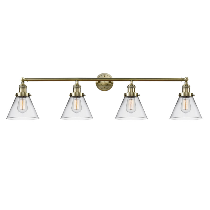 Gebhardt 4 - Light Dimmable Vanity Light, 60 Watt Vintage Incandescent Bulb, Antique Brass, Clear