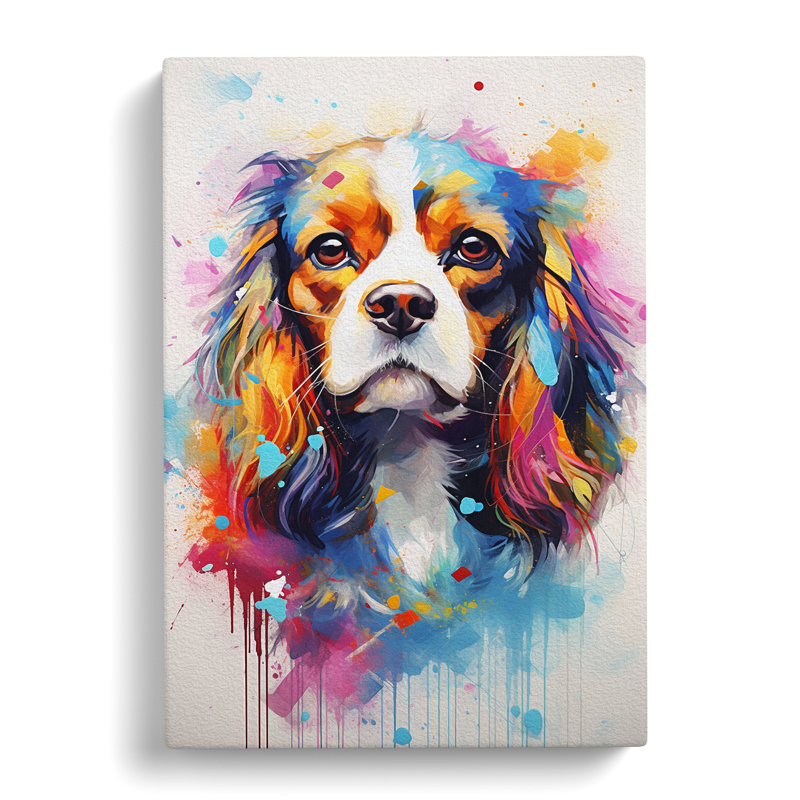 Cavalier King Charles Spaniel Futurism - Wrapped Canvas, 50cm H x 35cm W x 3cm D