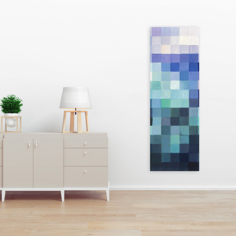 Bedroom Blue Modern Canvas - Pixelized Landscape Home Decor