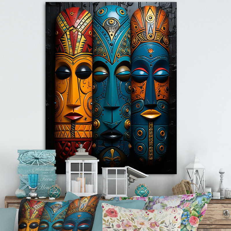 Masques de tribus mystiques d'Afrique I, Toile tendue, H 44 po x l 34 po
