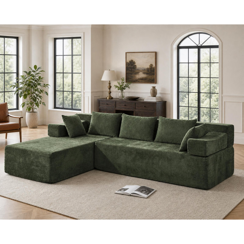 105 in Cloud Modern Minimalist Fabric Modular L-Shape Sectional Sofa, Chaise, Deep Seat, No Assembly Required
