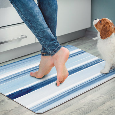 Highland Home Ocean Tide Striped 30" x 20" Comfort Kitchen Floor  Mat