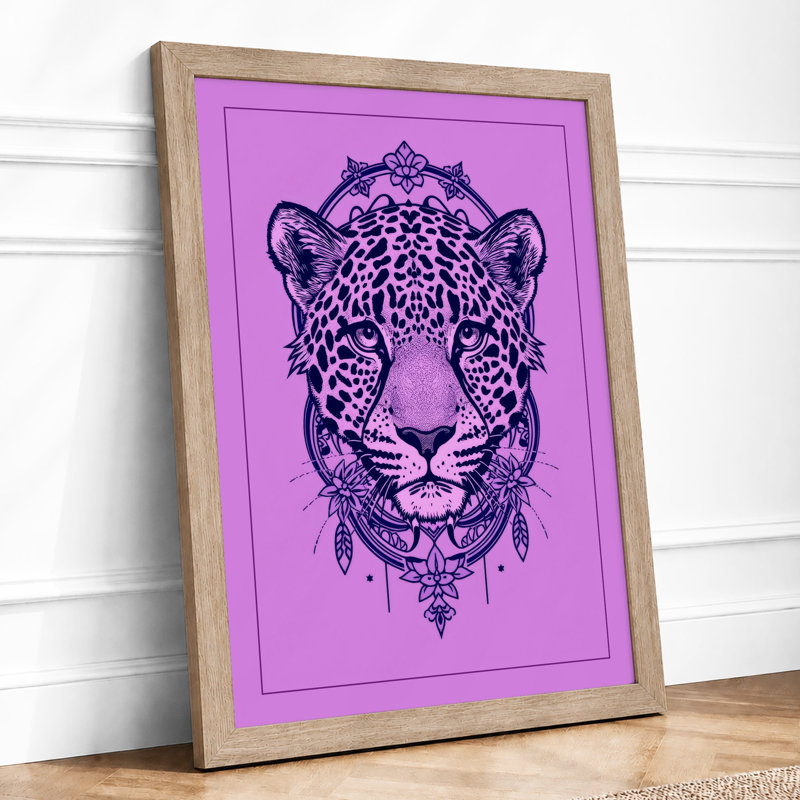 Mandala Leopard Boho - Framed Print, A1 - 84.1 x 59.4 cm, Oak