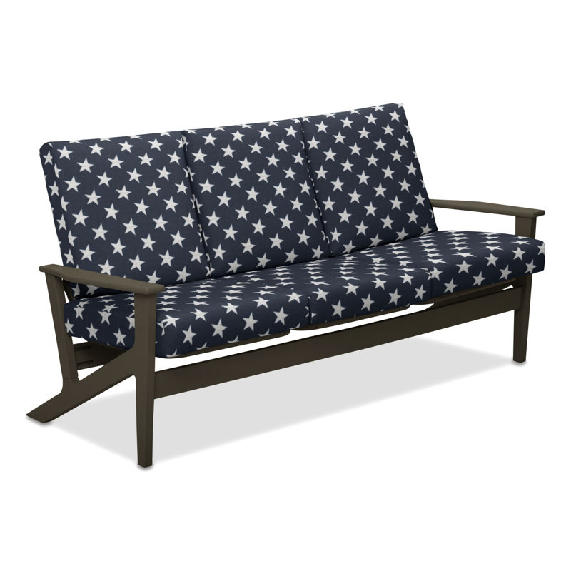Chrisa 74.5'' Wide Patio Sofa with Cushions, Betsy, Beachwood