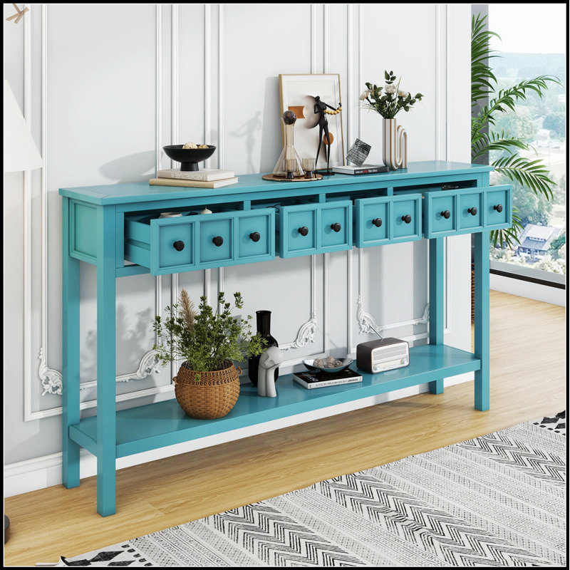 Console rustique avec deux tiroirs de tailles différentes pour le rangement et la présentation dans les petits espaces
