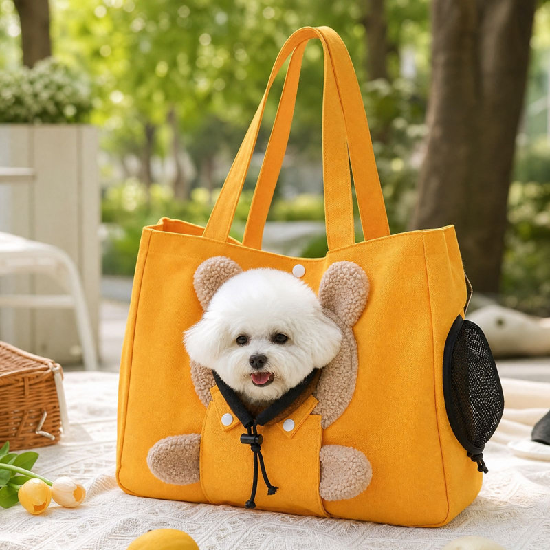 Sac de transport souple en fausse fourrure de palmier pour petits chiens et chats, grande capacité, pratique à transporter, respirant, style nounours, sac à bandoulière mignon