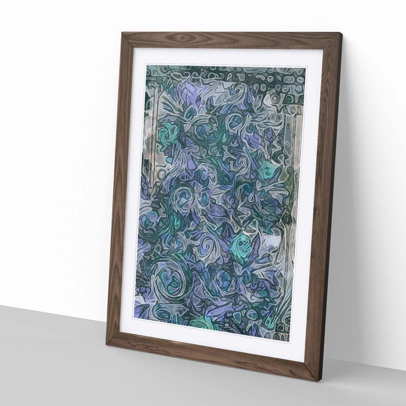 Roses in Abstract - Picture Frame Graphic Art Print, 50cm H x 35cm W x 2cm D, Walnut