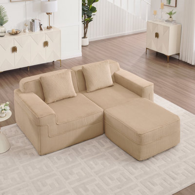 Canapé modulaire 2 places avec assise profonde et repose-pieds Cloud