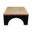 Table basse moderne avec plateau en bois massif - Base noire pour bureau avec dessus de salon rustique, pieds élégants