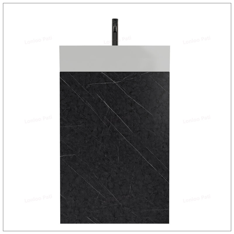 Meuble-lavabo autoportant de 20 po avec lavabo en céramique, Noir